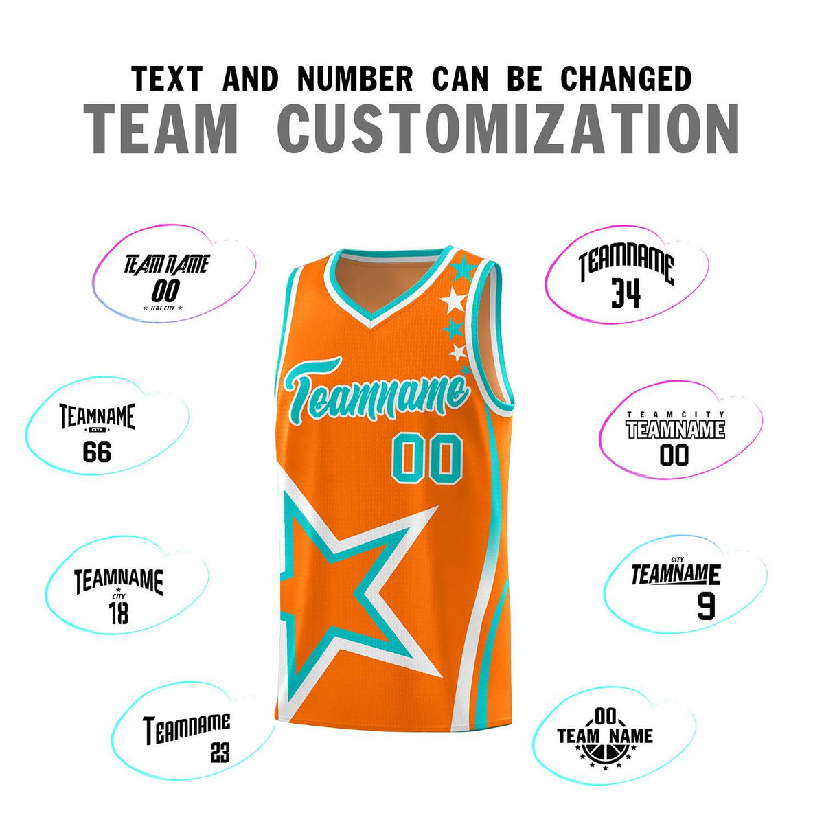 Custom Orange Shoulder Stars Graffiti Pattern Sets Basketball Jersey