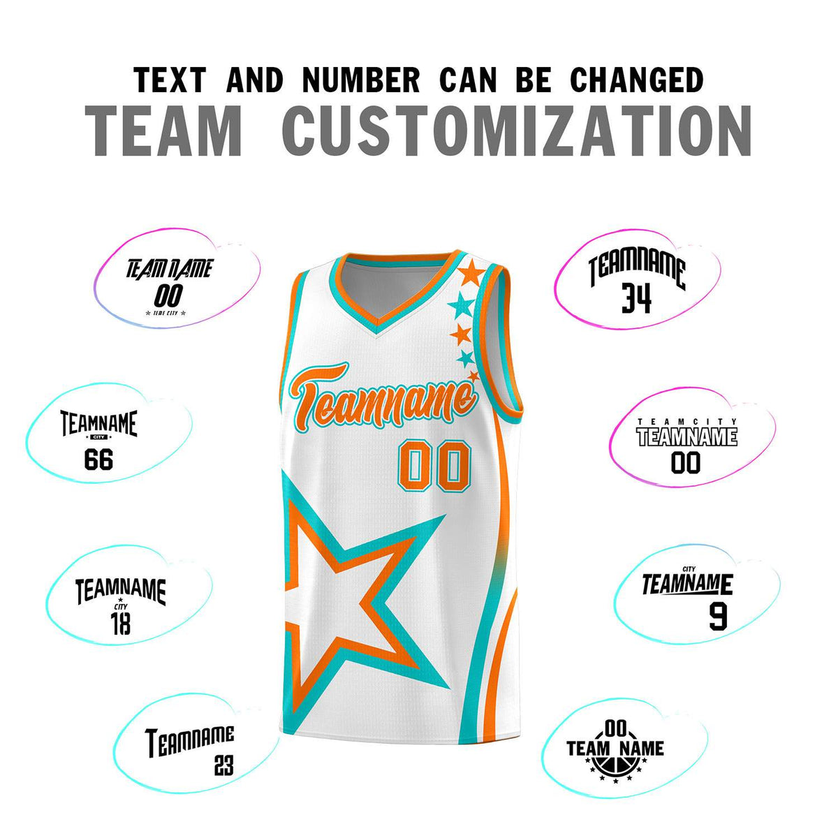Custom White Shoulder Stars Graffiti Pattern Sets Basketball Jersey