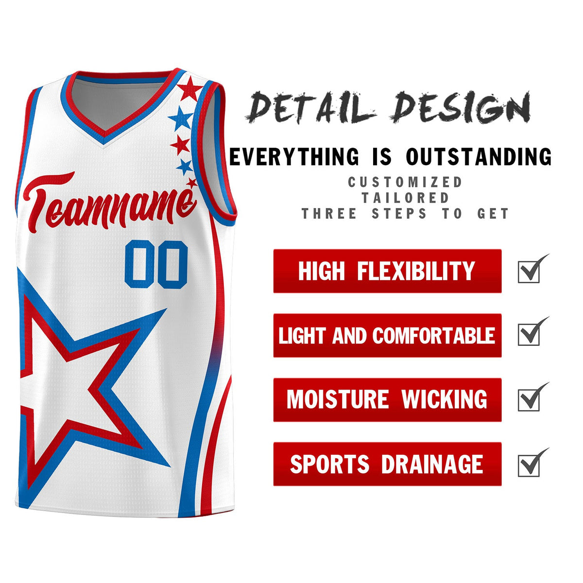 Custom White Shoulder Stars Graffiti Pattern Sets Basketball Jersey
