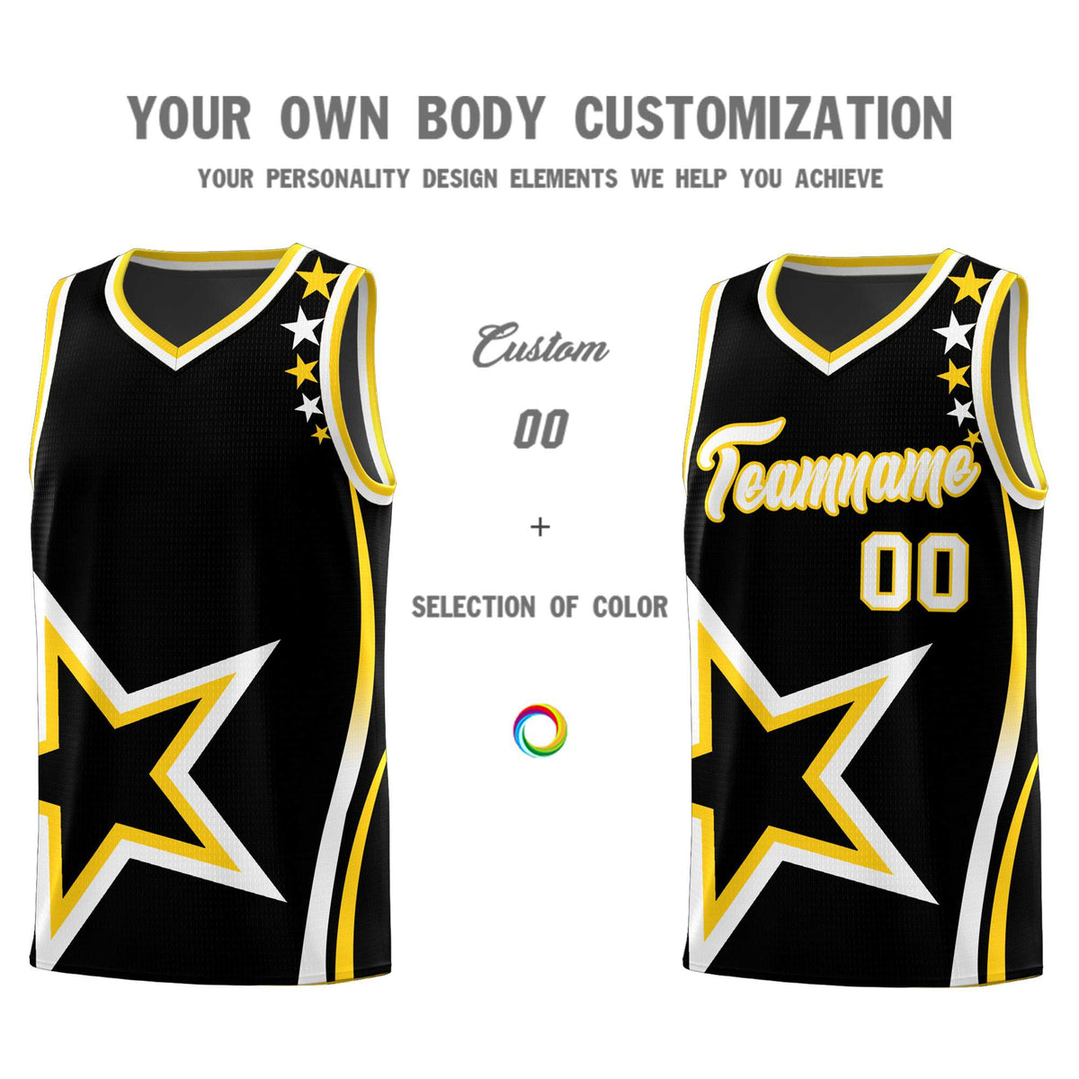 Custom Black Shoulder Stars Graffiti Pattern Sets Basketball Jersey