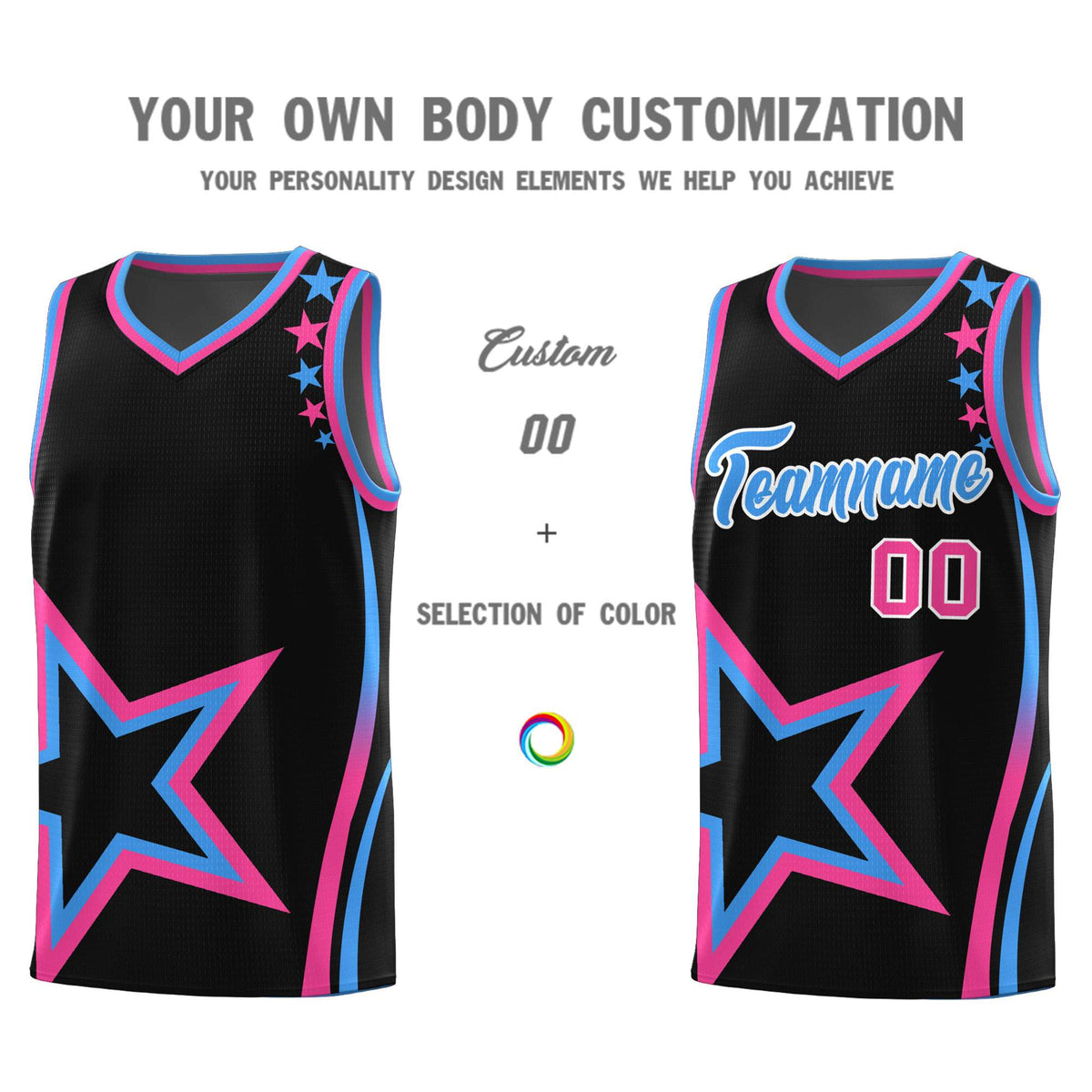 Custom Black Shoulder Stars Graffiti Pattern Sets Basketball Jersey