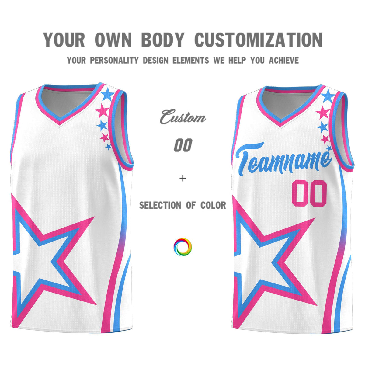 Custom White Shoulder Stars Graffiti Pattern Sets Basketball Jersey