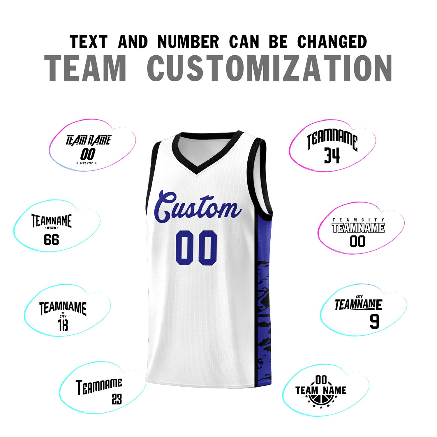 Custom White Black Side Gradient Pattern Basketball Kits