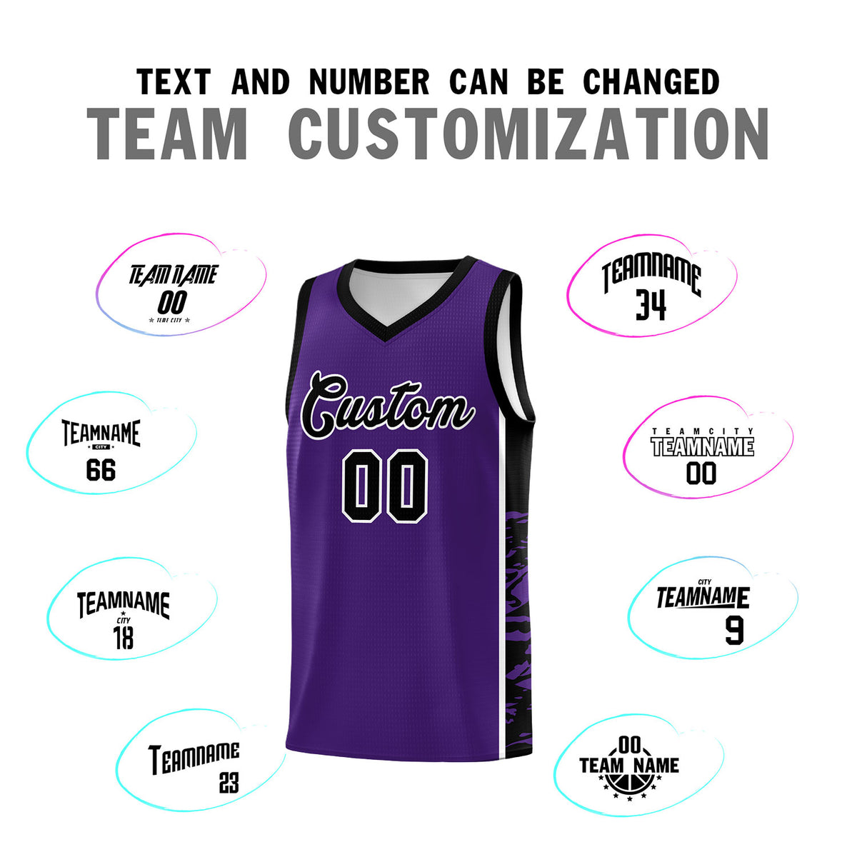 Custom Purple Black Side Gradient Pattern Basketball Kits