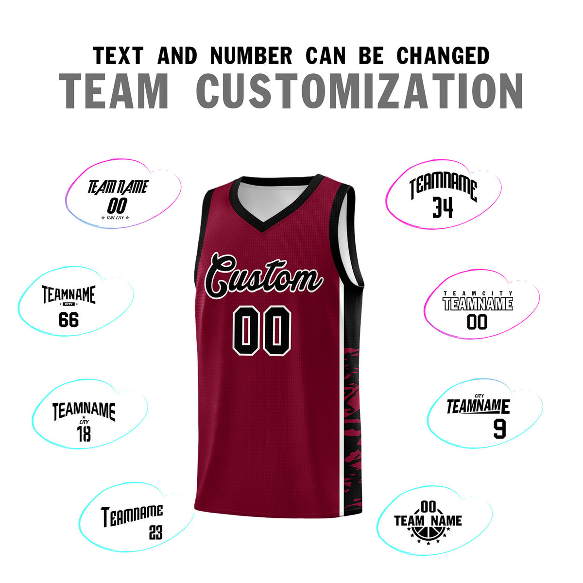 Custom Crimson Black Side Gradient Pattern Basketball Kits