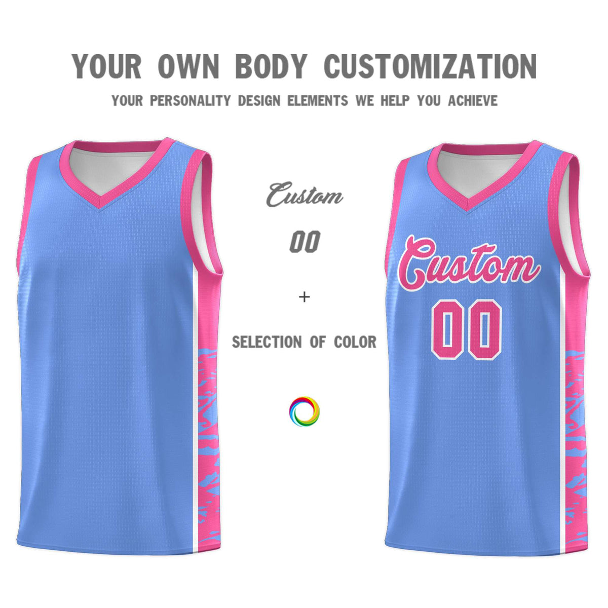 Custom Pink Pink Side Gradient Pattern Basketball Kits