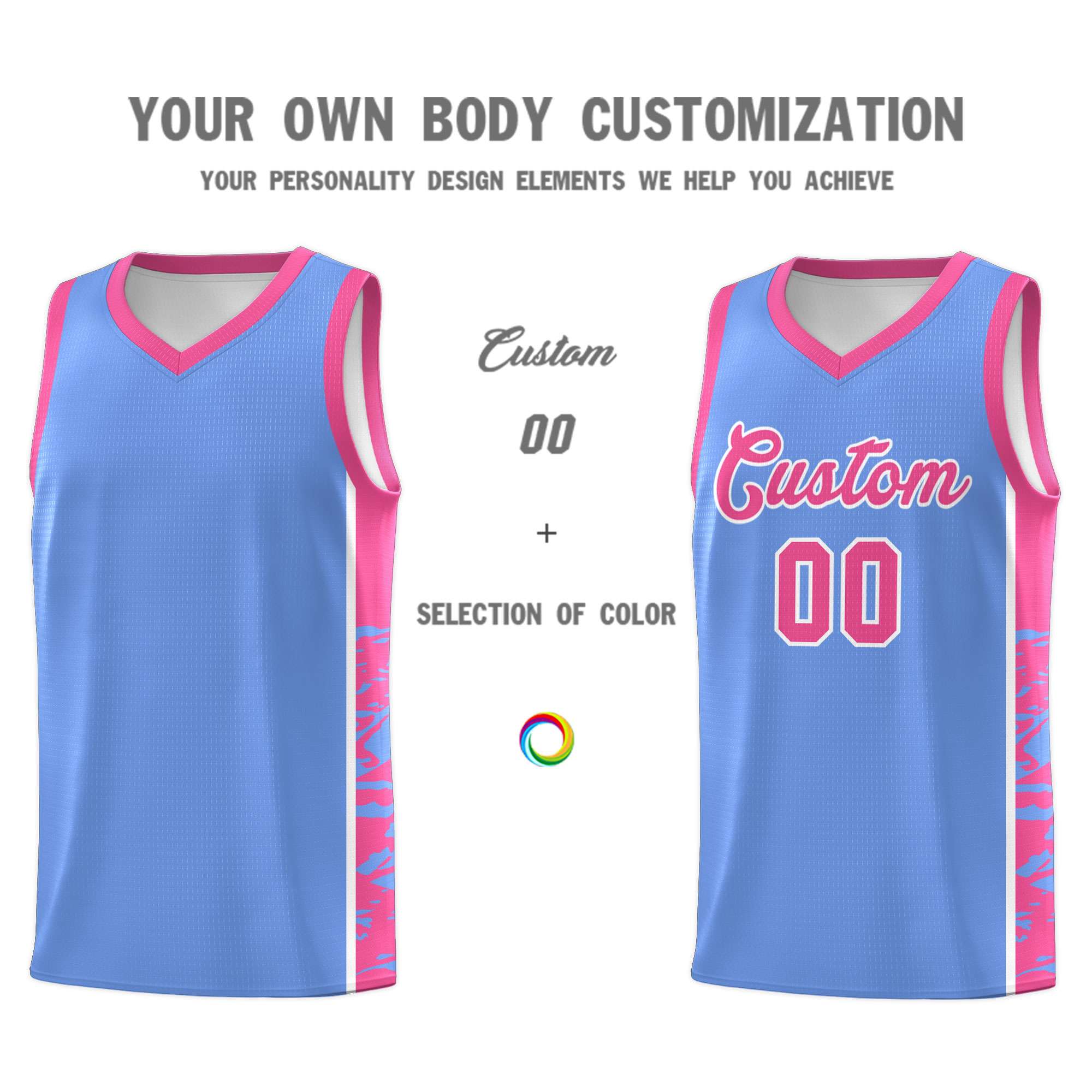 Custom Pink Pink Side Gradient Pattern Basketball Kits