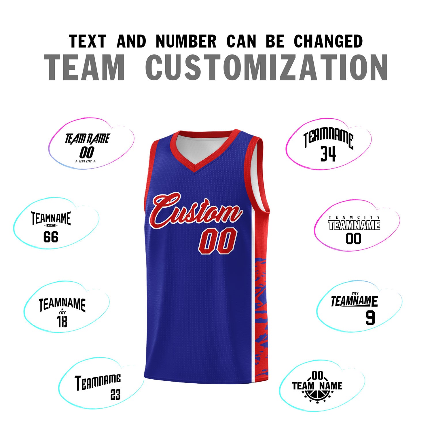 Custom Royal Red Side Gradient Pattern Basketball Kits