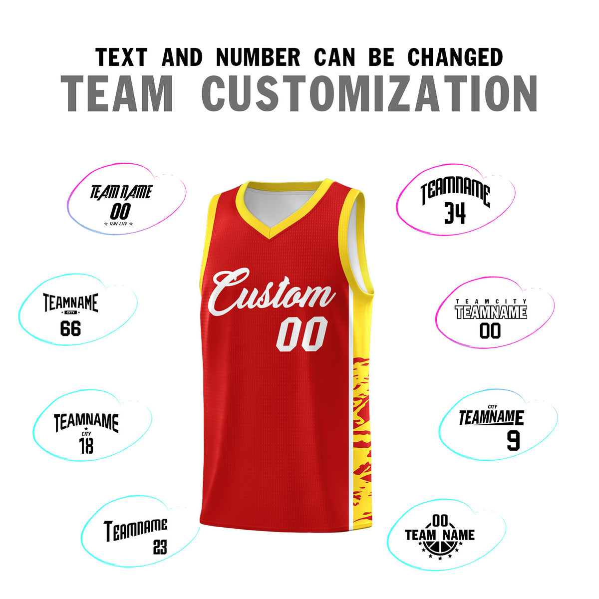 Custom Red Gold Side Gradient Pattern Basketball Kits