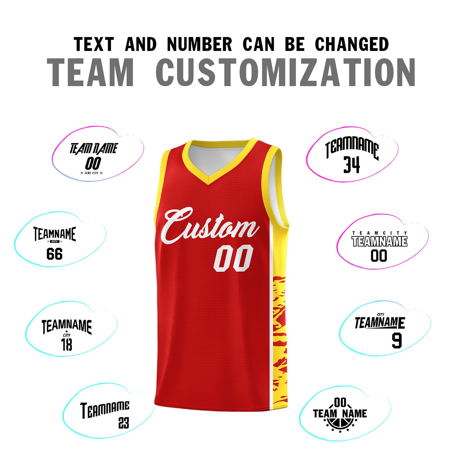Custom Red Gold Side Gradient Pattern Basketball Kits