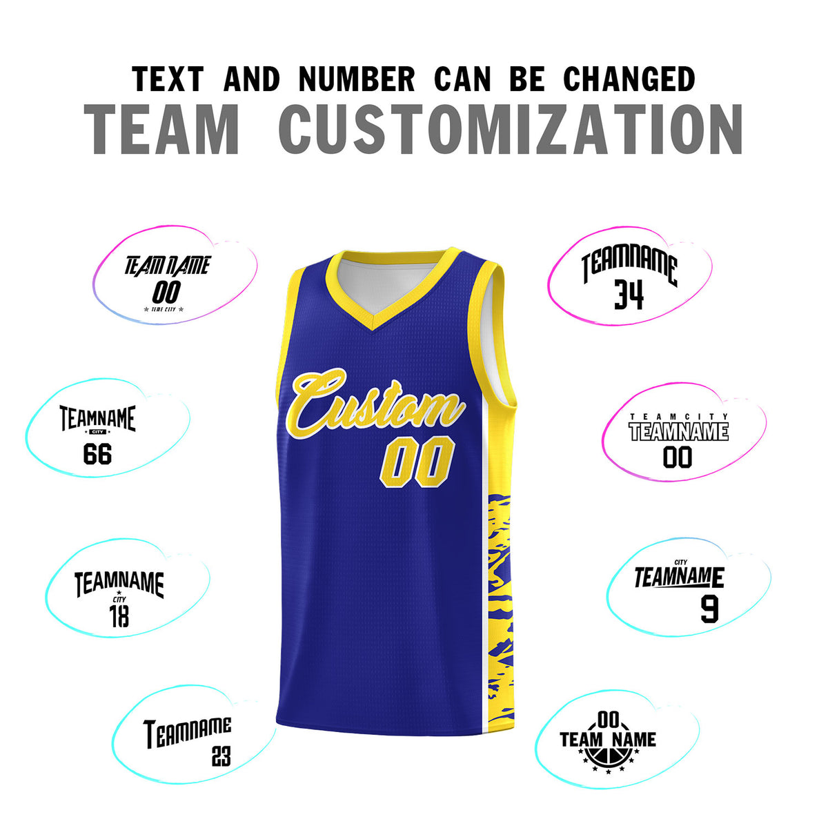 Custom Royal Gold Side Gradient Pattern Basketball Kits