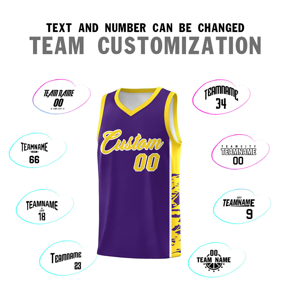 Custom Purple Gold Side Gradient Pattern Basketball Kits