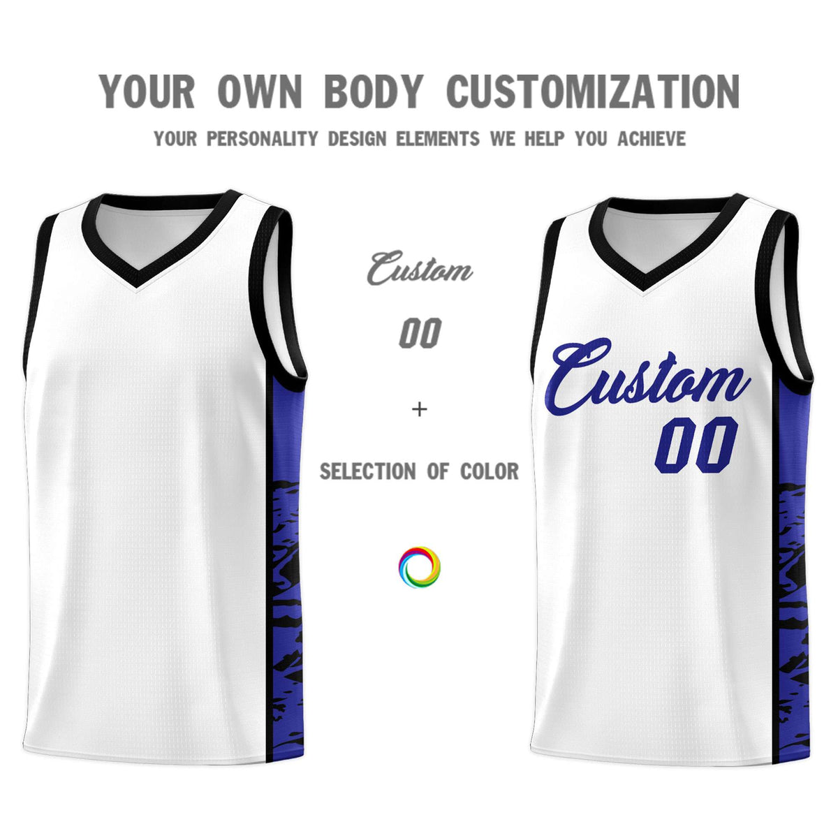 Custom White Black Side Gradient Pattern Basketball Kits