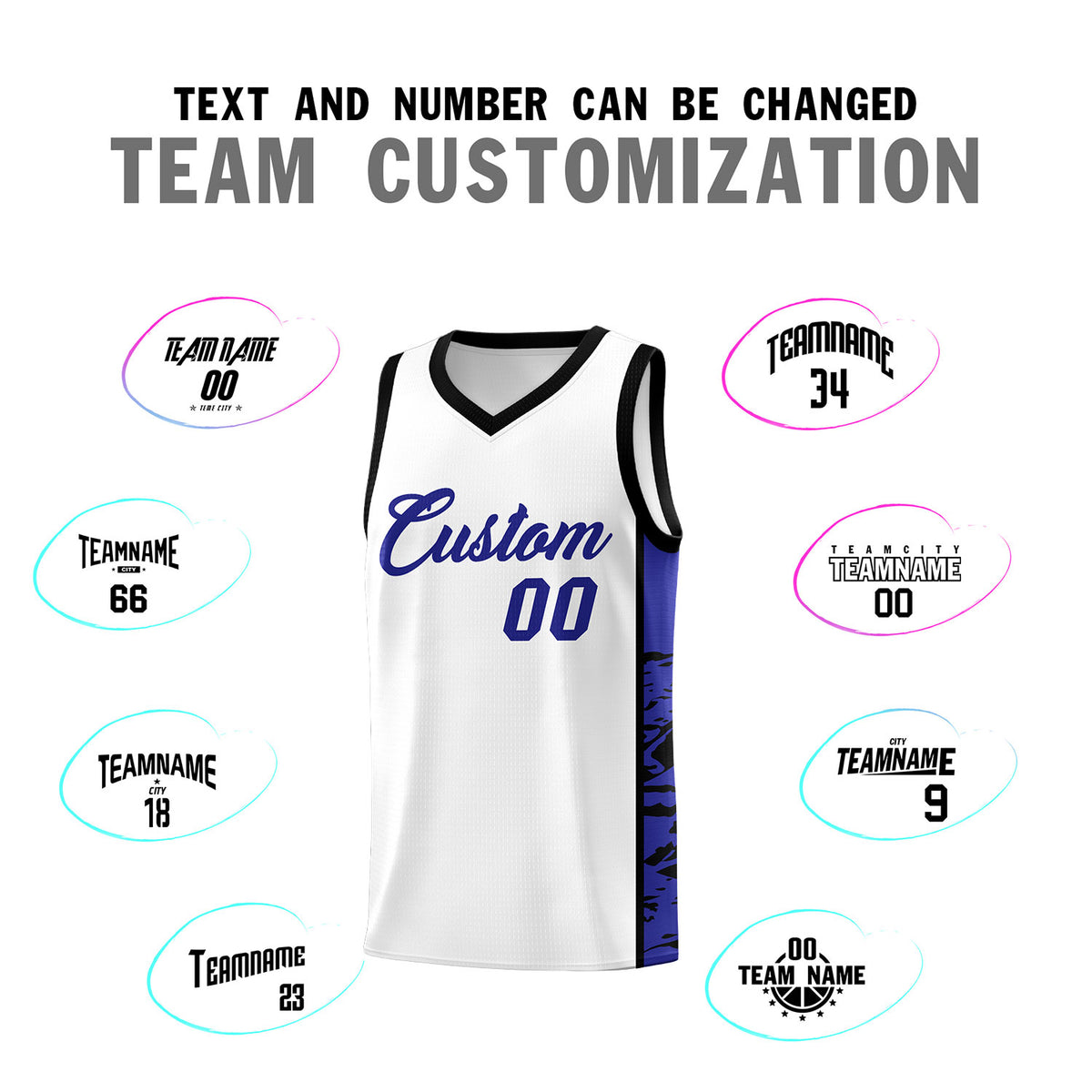 Custom White Black Side Gradient Pattern Basketball Kits