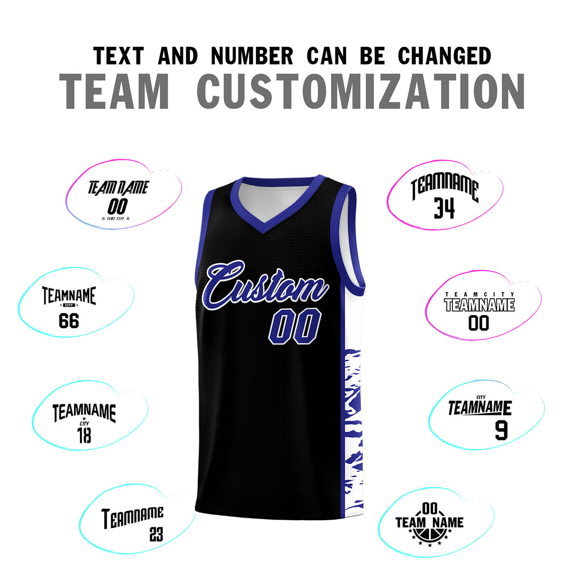Custom Black Royal Side Gradient Pattern Basketball Kits