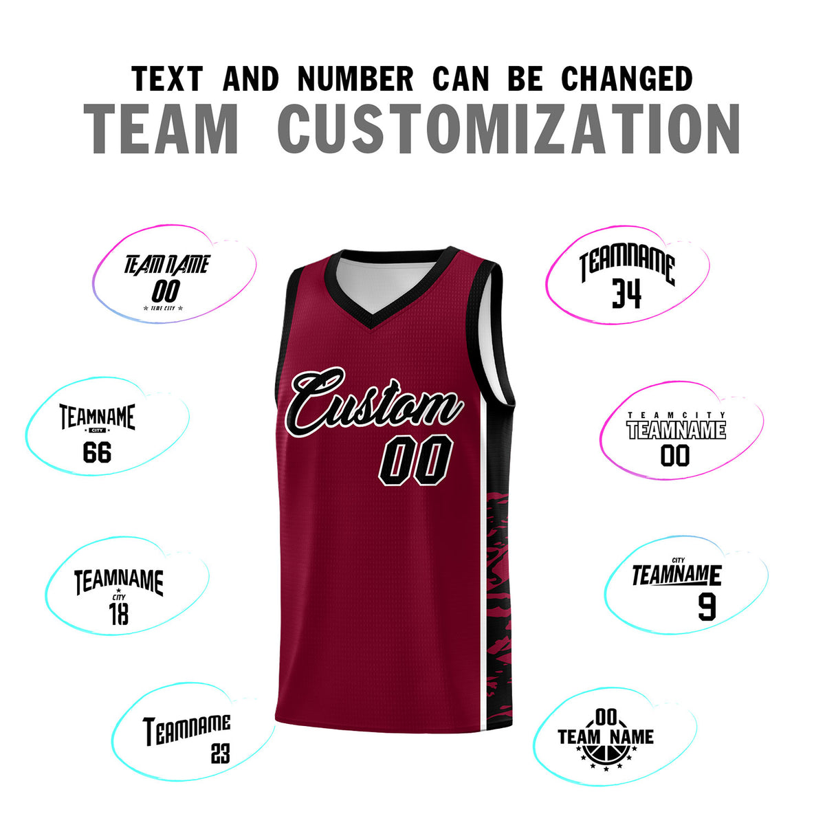 Custom Crimson Black Side Gradient Pattern Basketball Kits