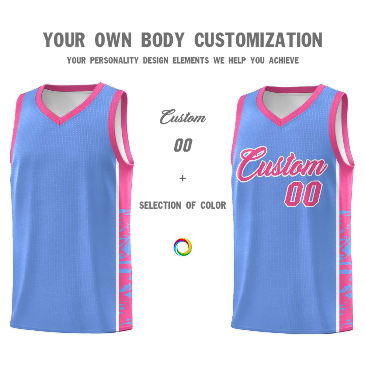 Custom Pink Pink Side Gradient Pattern Basketball Kits