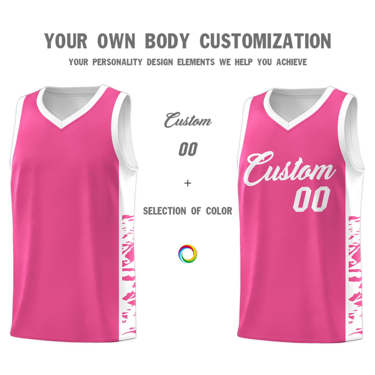 Custom Pink White Side Gradient Pattern Basketball Kits