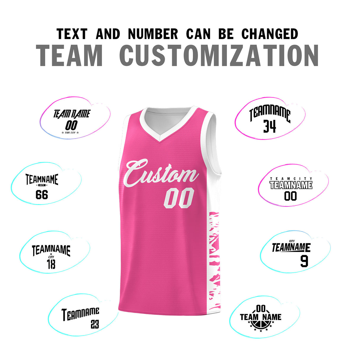 Custom Pink White Side Gradient Pattern Basketball Kits