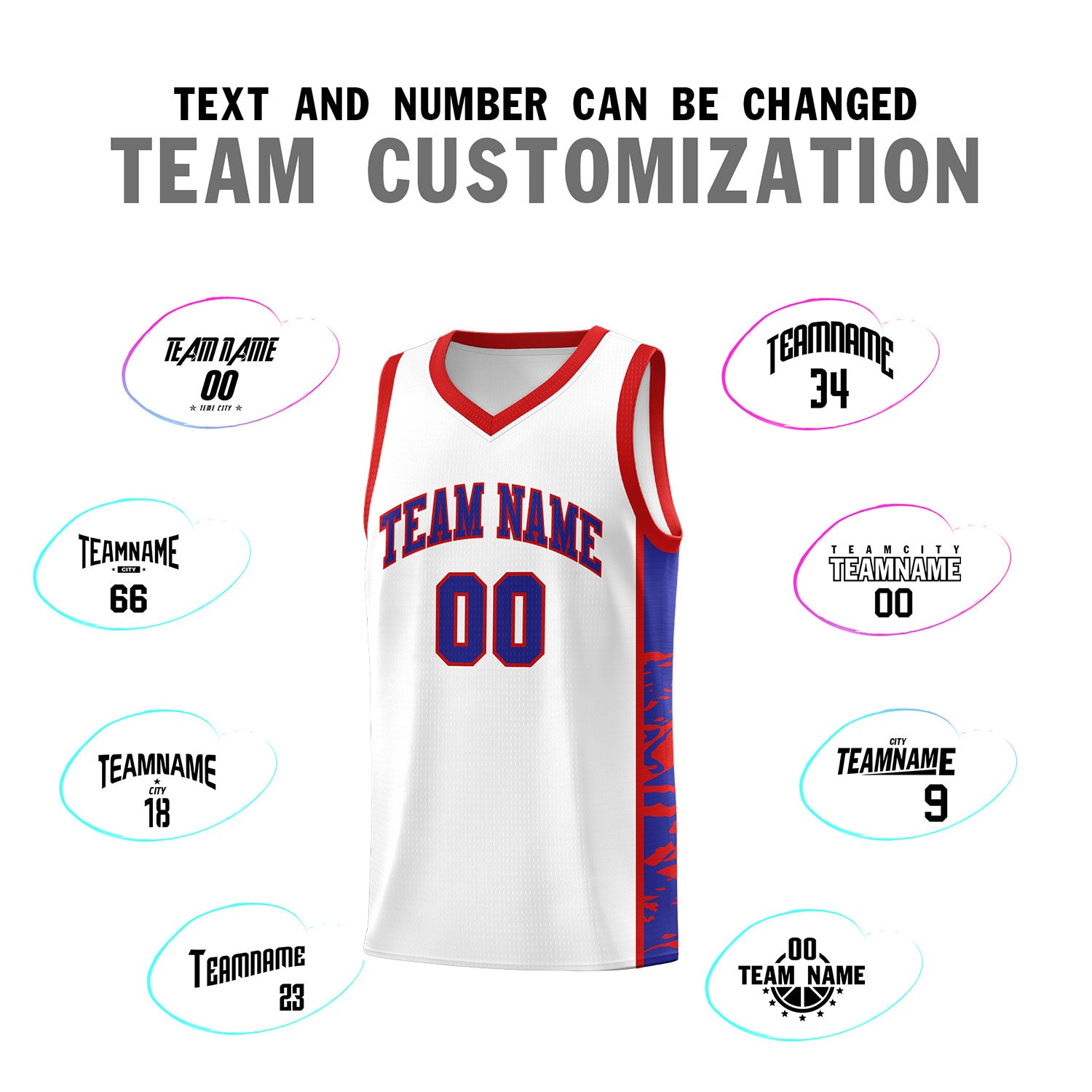 Custom White Red Side Gradient Pattern Basketball Kits