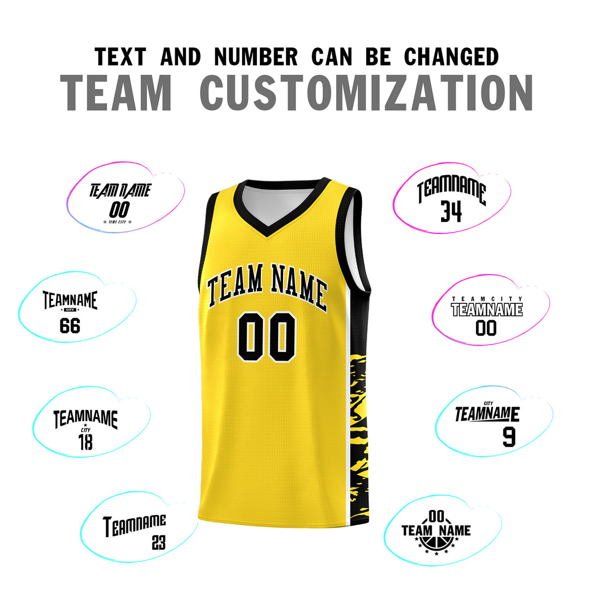 Custom Gold Black Side Gradient Pattern Basketball Kits