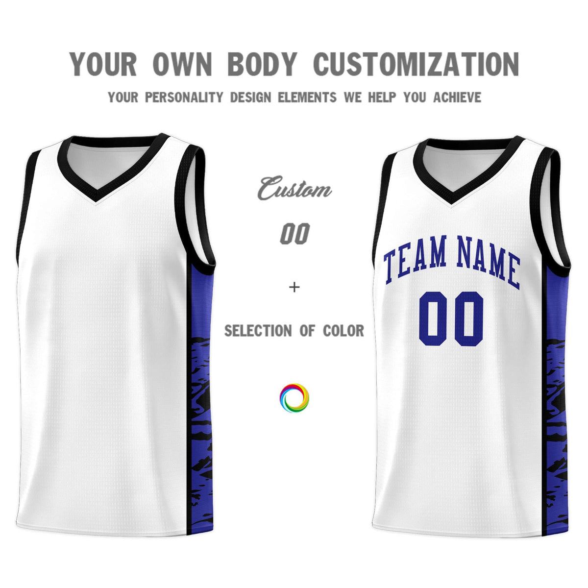 Custom White Black Side Gradient Pattern Basketball Kits