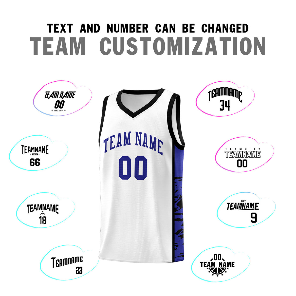 Custom White Black Side Gradient Pattern Basketball Kits