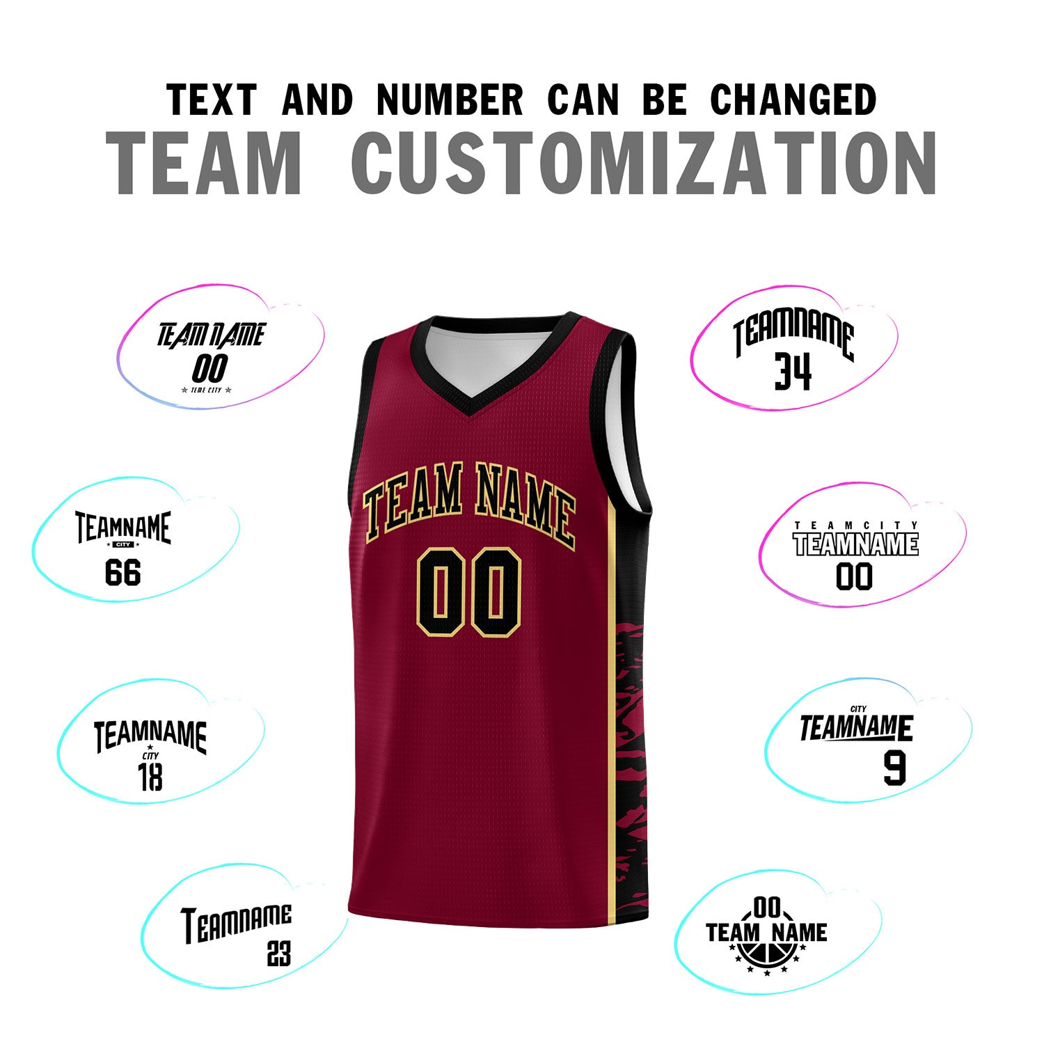 Custom Crimson Black Side Gradient Pattern Basketball Kits