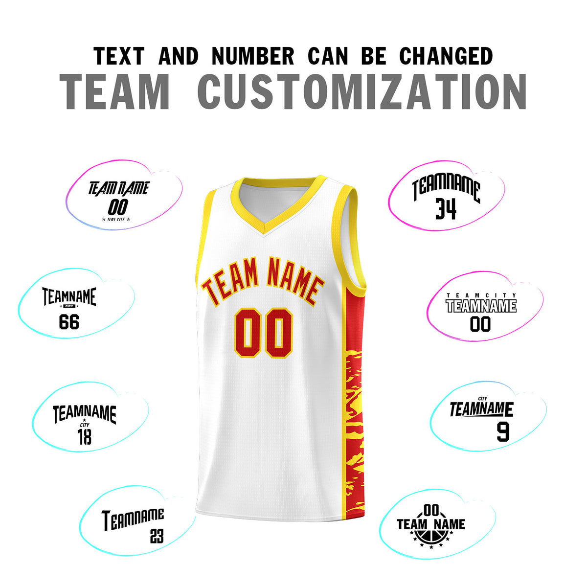 Custom White Gold Side Gradient Pattern Basketball Kits
