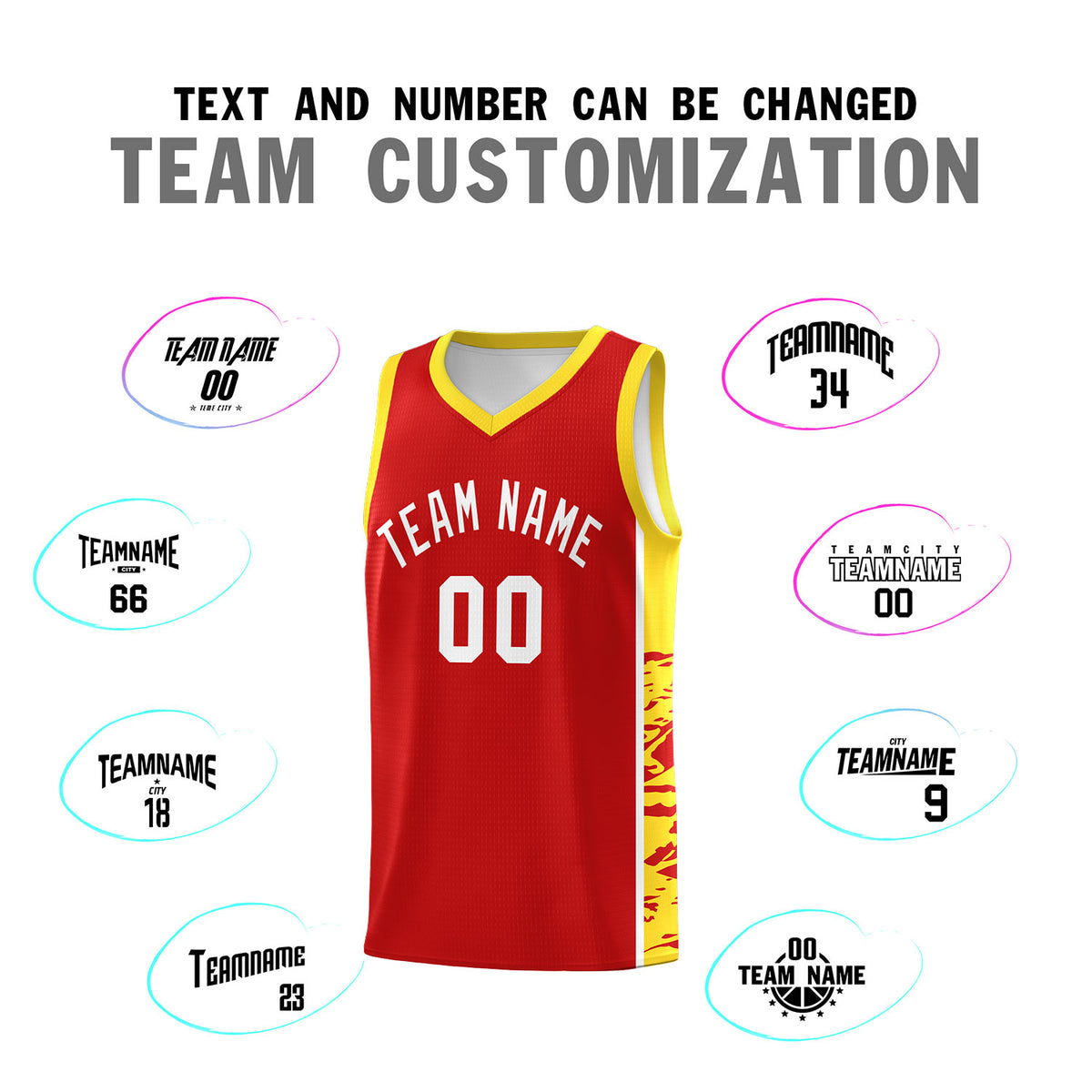 Custom Red Gold Side Gradient Pattern Basketball Kits