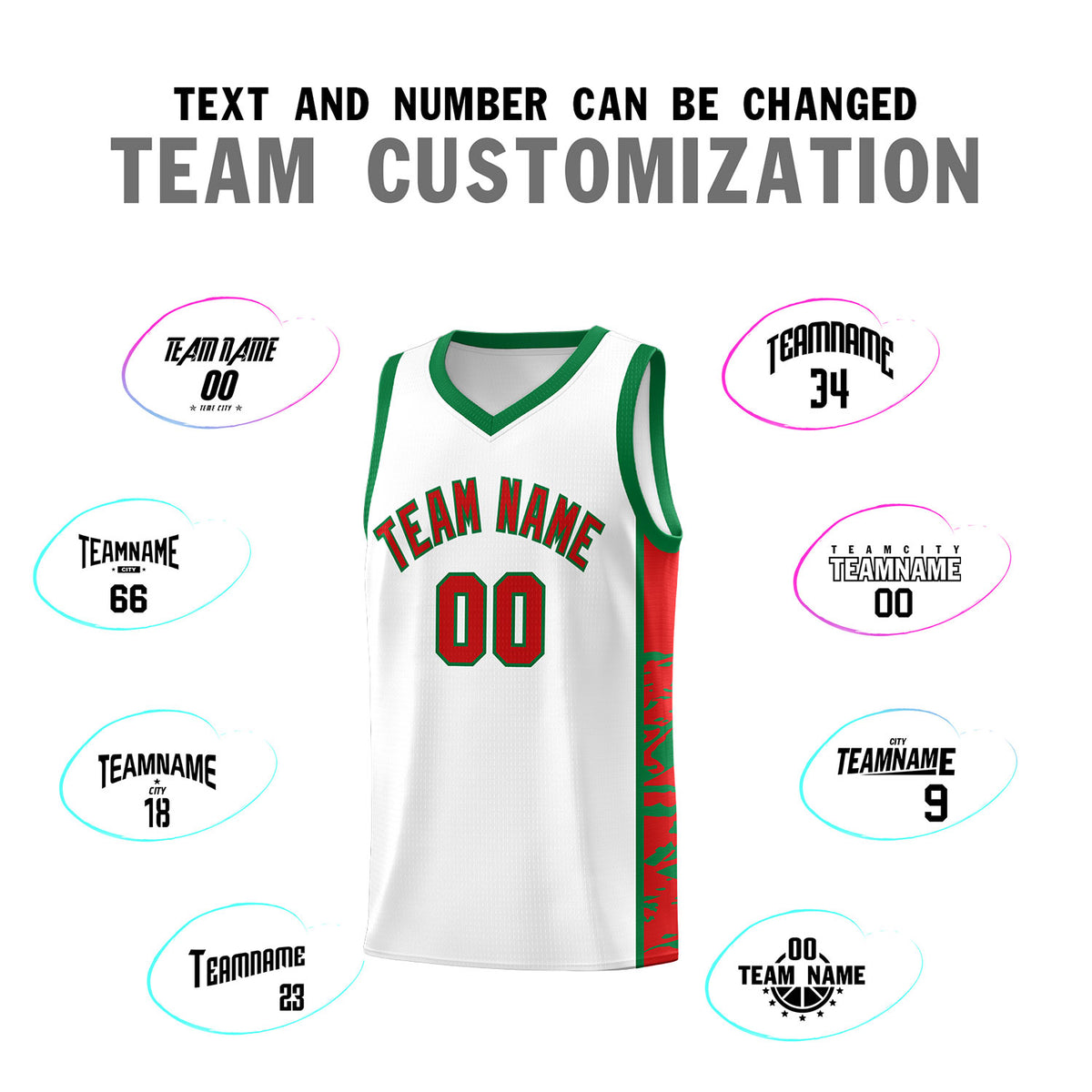 Custom White Kelly Green Side Gradient Pattern Basketball Kits
