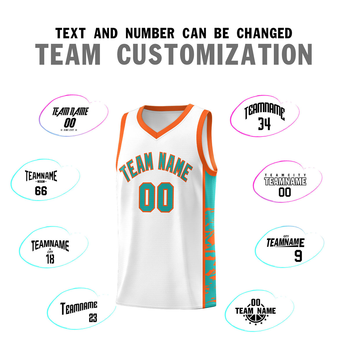 Custom White Orange Side Gradient Pattern Basketball Kits