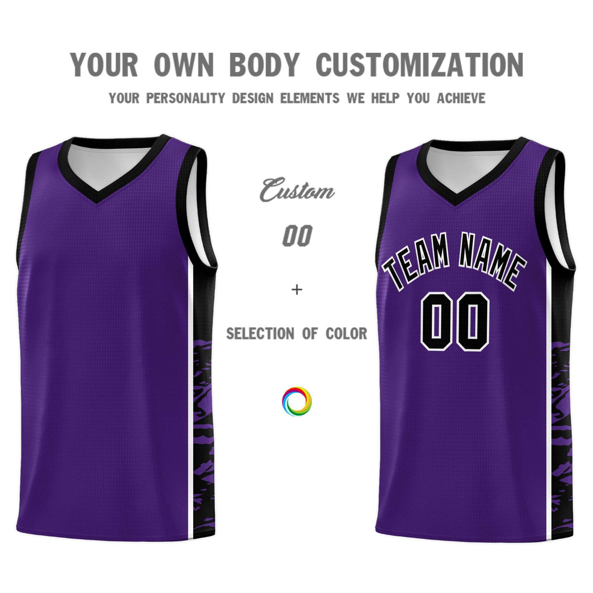 Custom Purple Black Side Gradient Pattern Basketball Kits