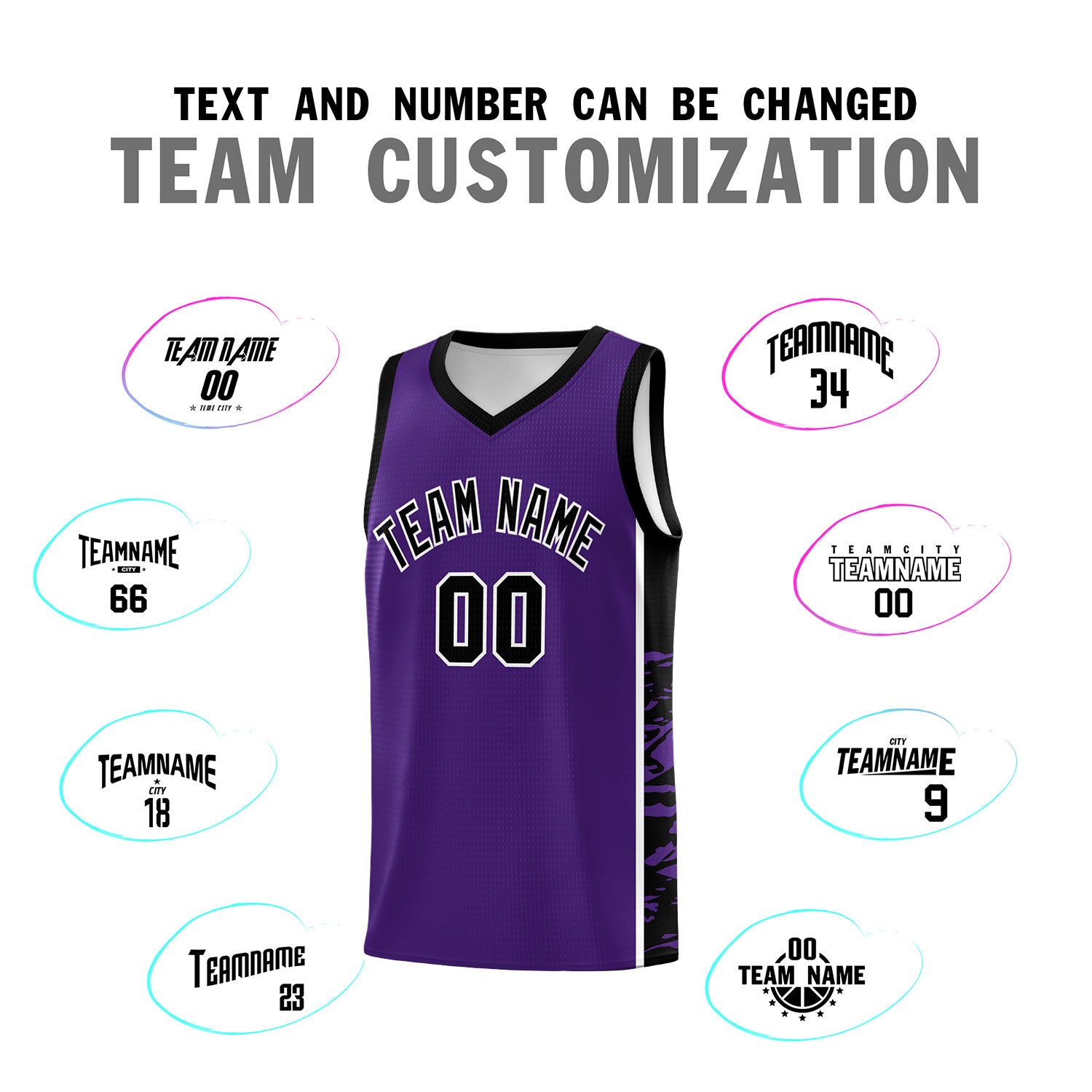 Custom Purple Black Side Gradient Pattern Basketball Kits