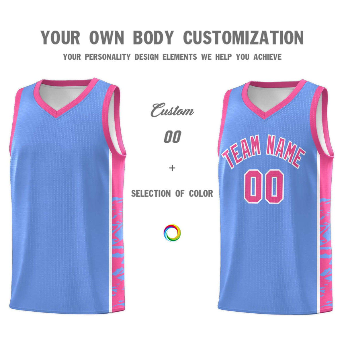 Custom Pink Pink Side Gradient Pattern Basketball Kits