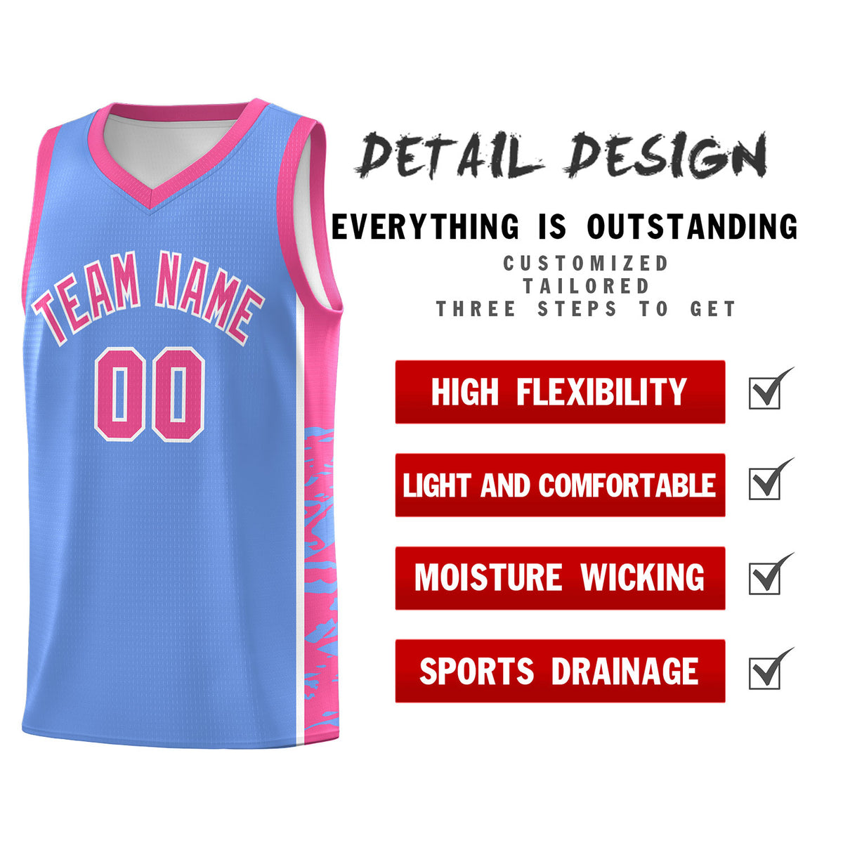Custom Pink Pink Side Gradient Pattern Basketball Kits
