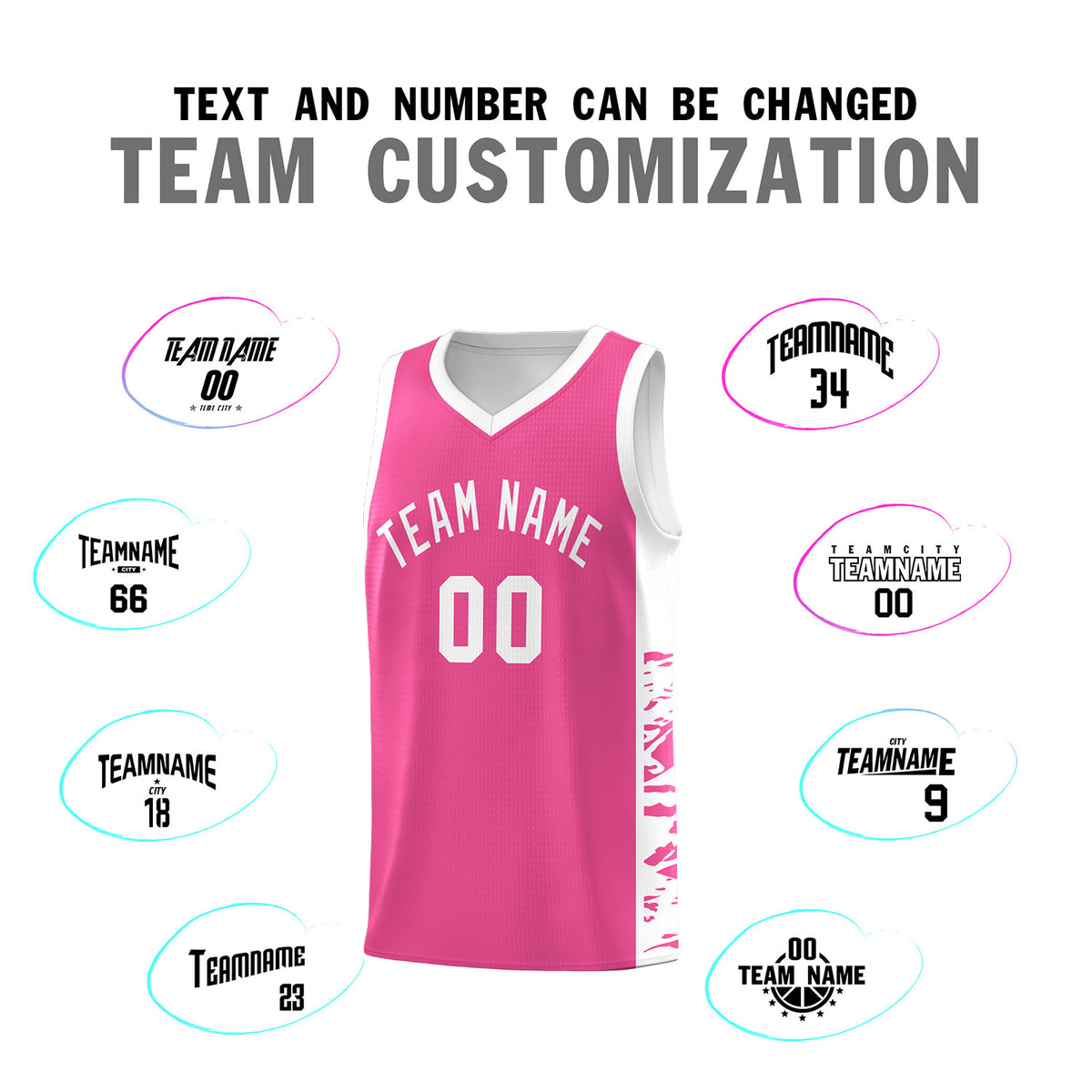 Custom Pink White Side Gradient Pattern Basketball Kits