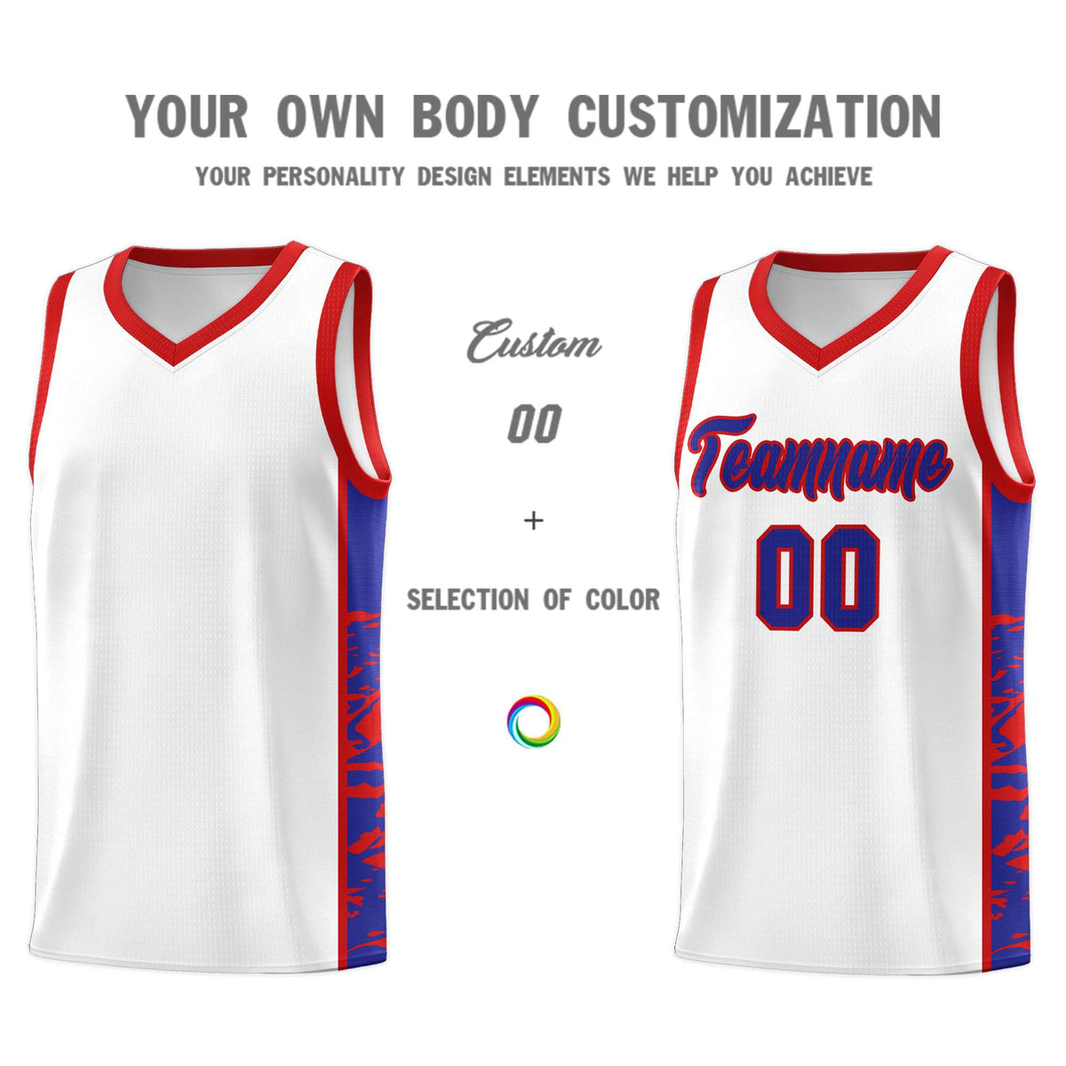 Custom White Red Side Gradient Pattern Basketball Kits