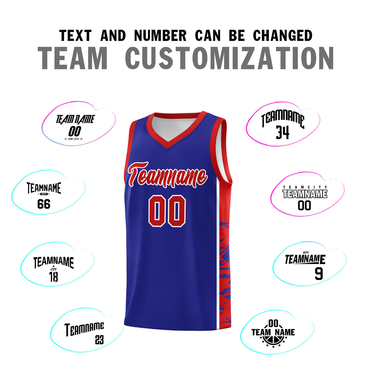 Custom Royal Red Side Gradient Pattern Basketball Kits