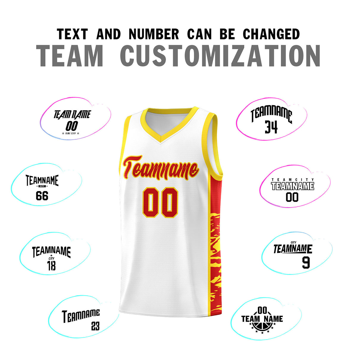 Custom White Gold Side Gradient Pattern Basketball Kits
