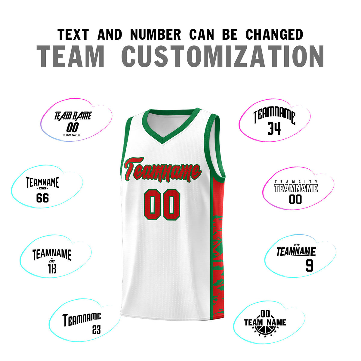 Custom White Kelly Green Side Gradient Pattern Basketball Kits