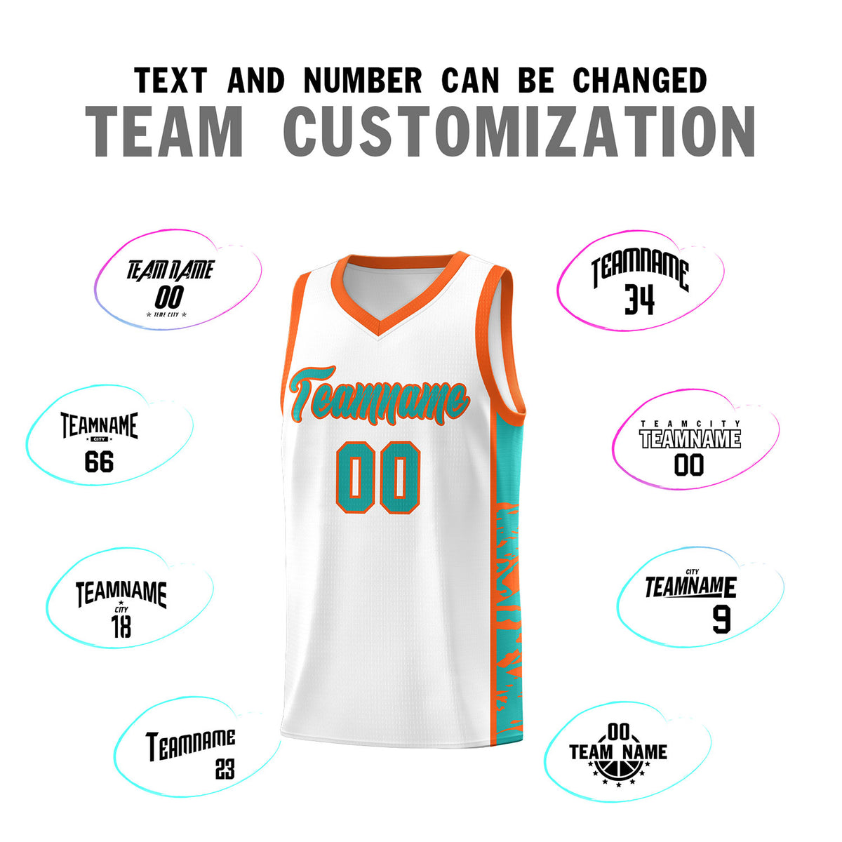 Custom White Orange Side Gradient Pattern Basketball Kits