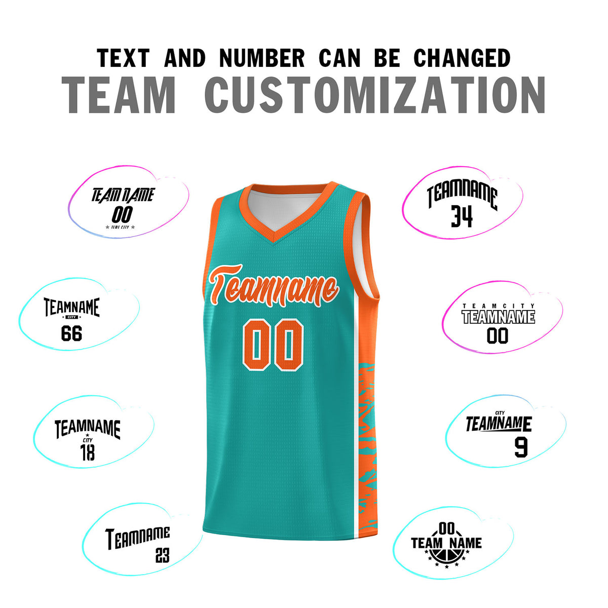 Custom Aqua Orange Side Gradient Pattern Basketball Kits