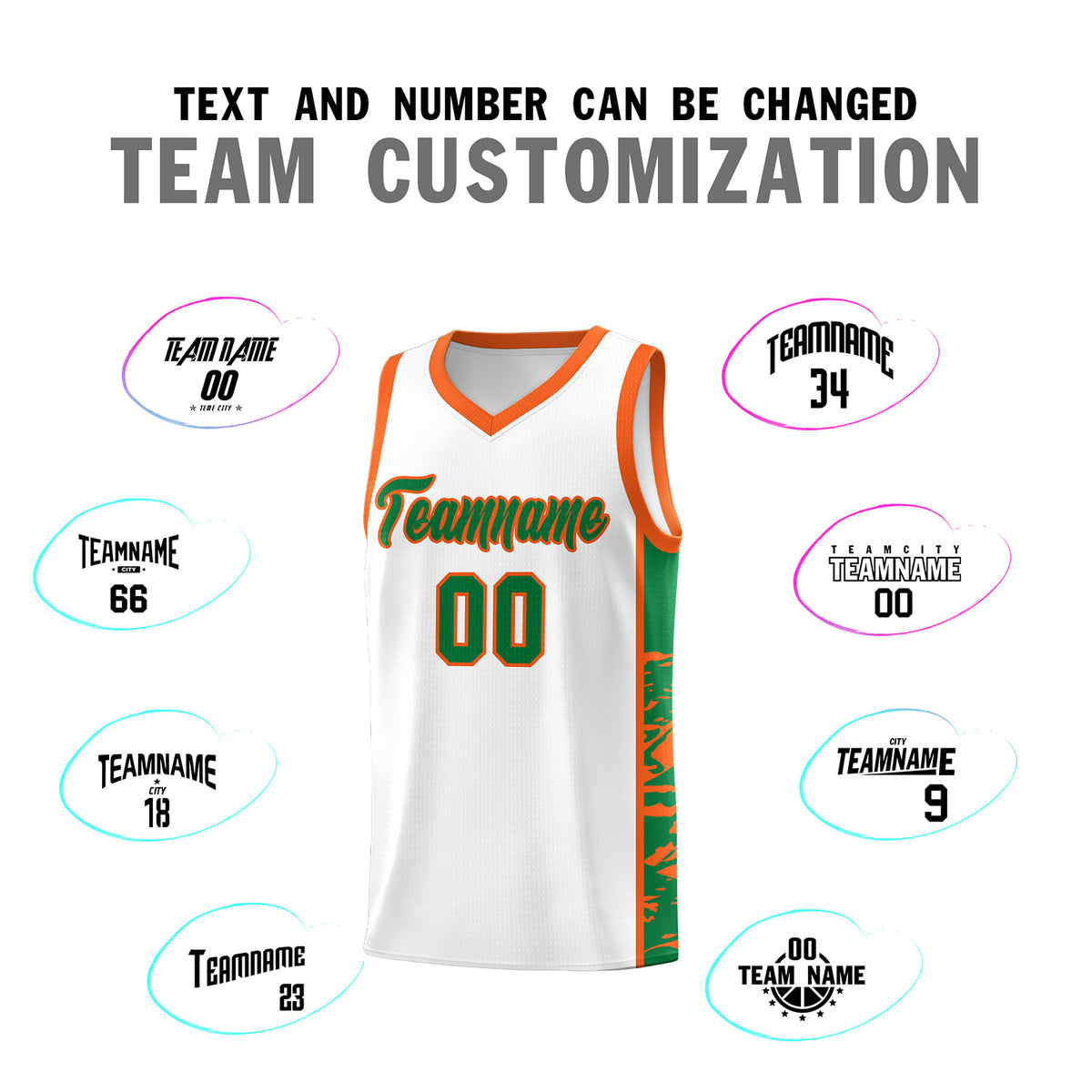 Custom White Orange Side Gradient Pattern Basketball Kits
