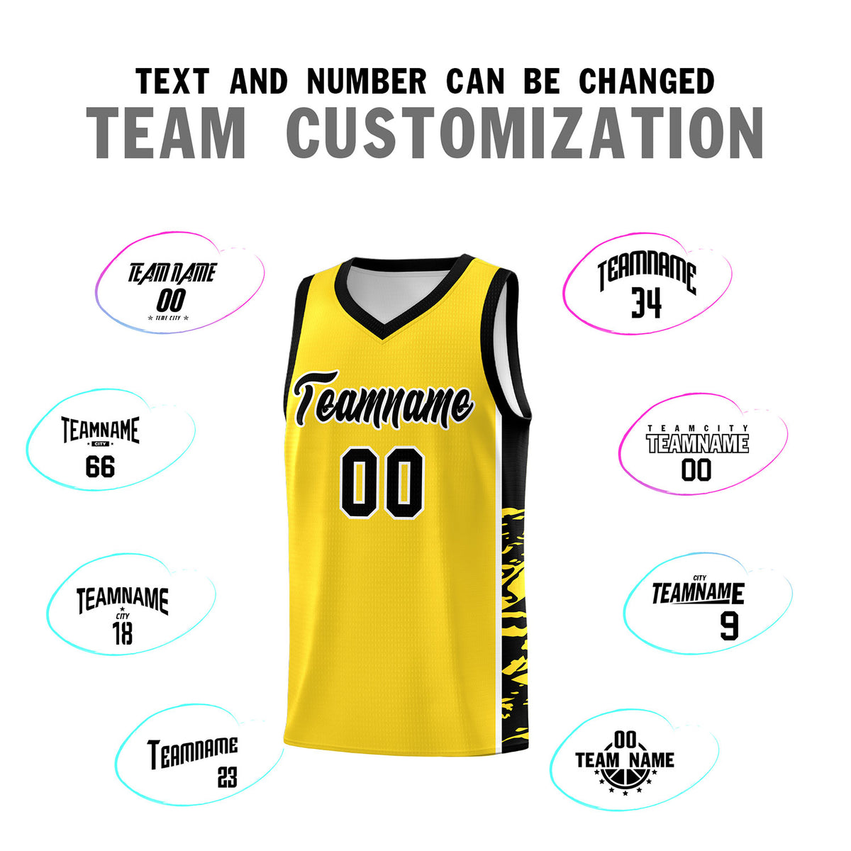 Custom Gold Black Side Gradient Pattern Basketball Kits