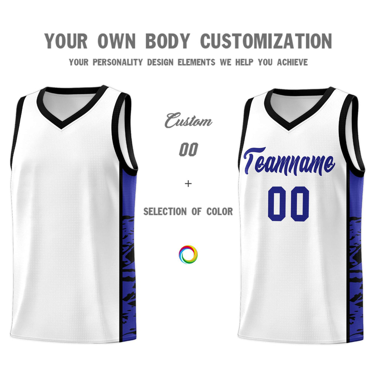 Custom White Black Side Gradient Pattern Basketball Kits