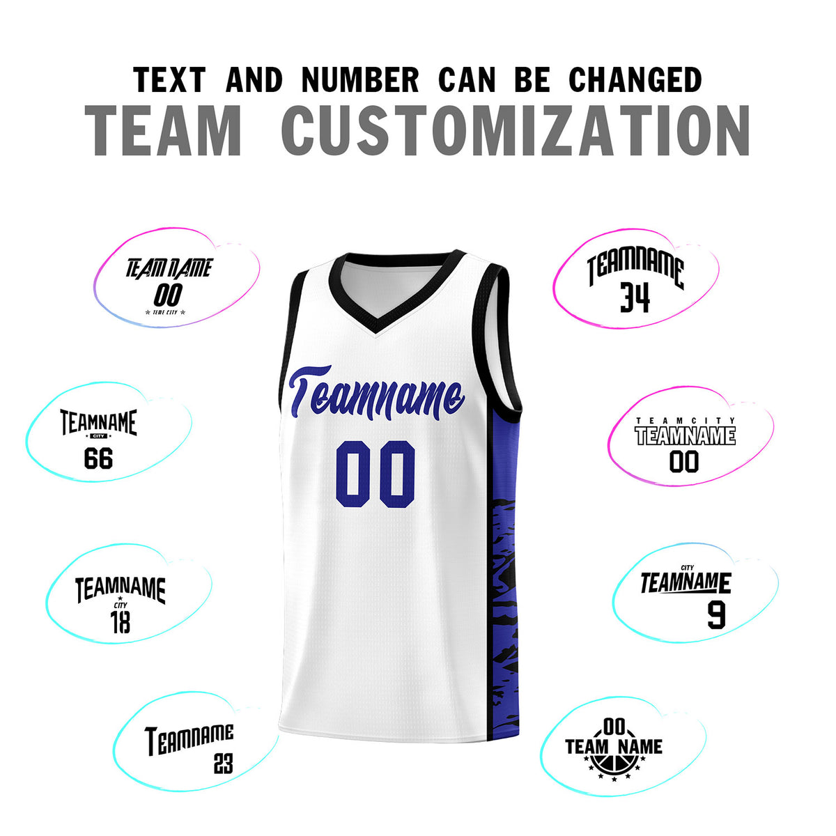Custom White Black Side Gradient Pattern Basketball Kits