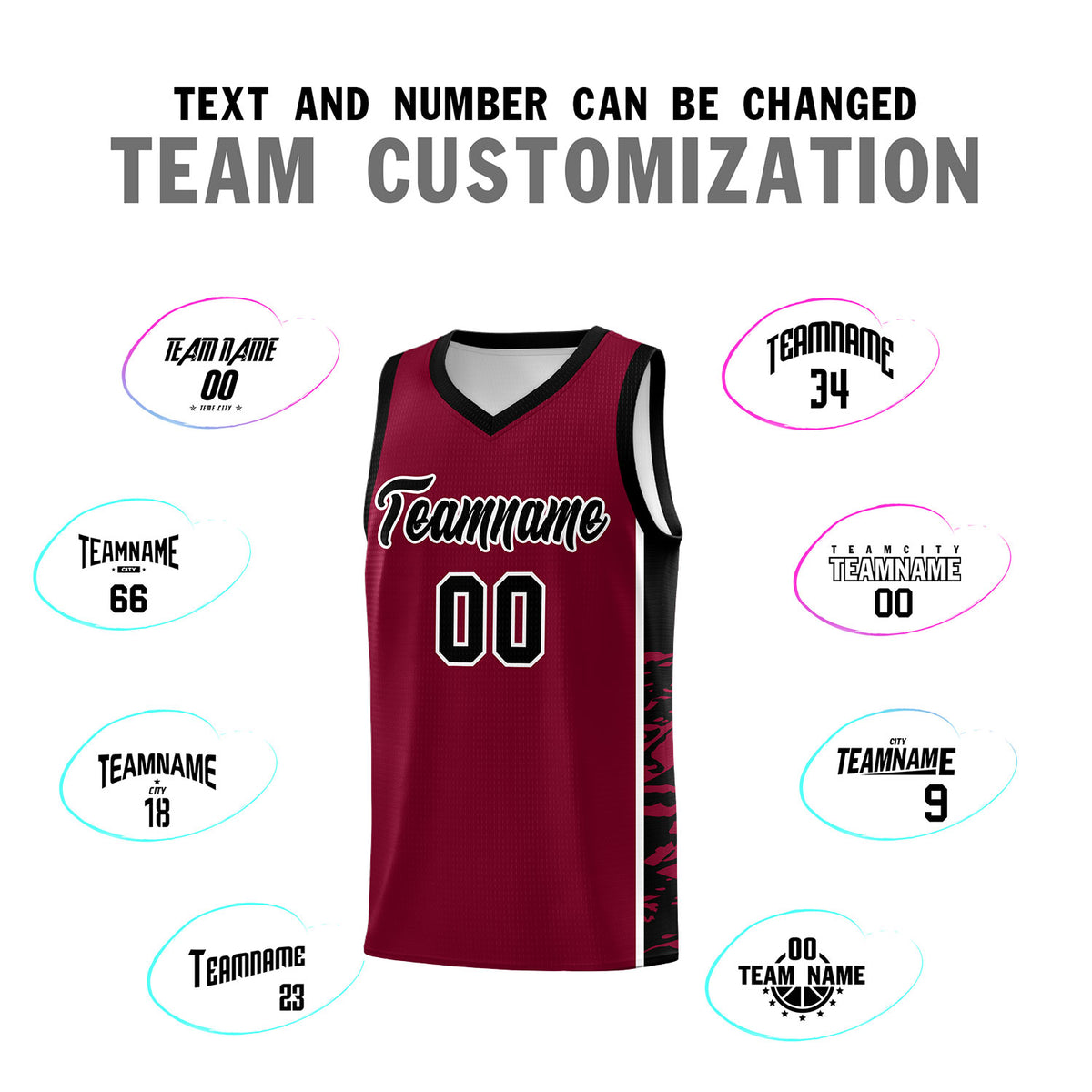 Custom Crimson Black Side Gradient Pattern Basketball Kits