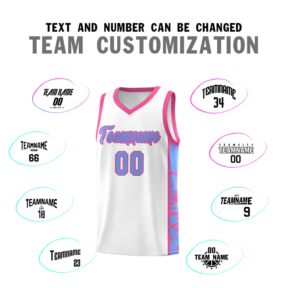 Custom White Pink Side Gradient Pattern Basketball Kits