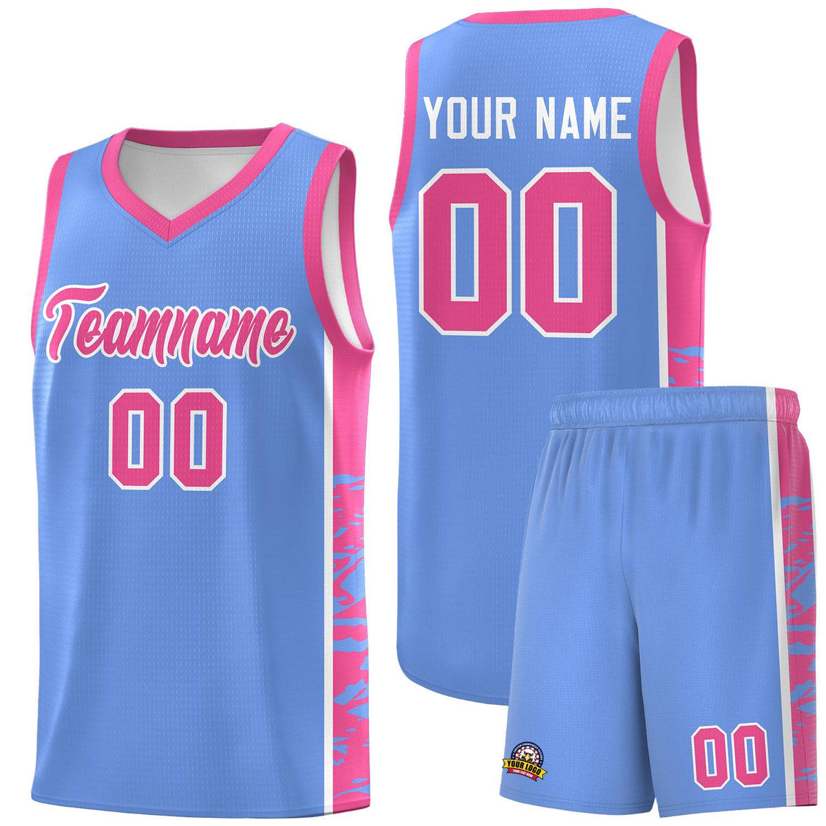 Custom Pink Pink Side Gradient Pattern Basketball Kits